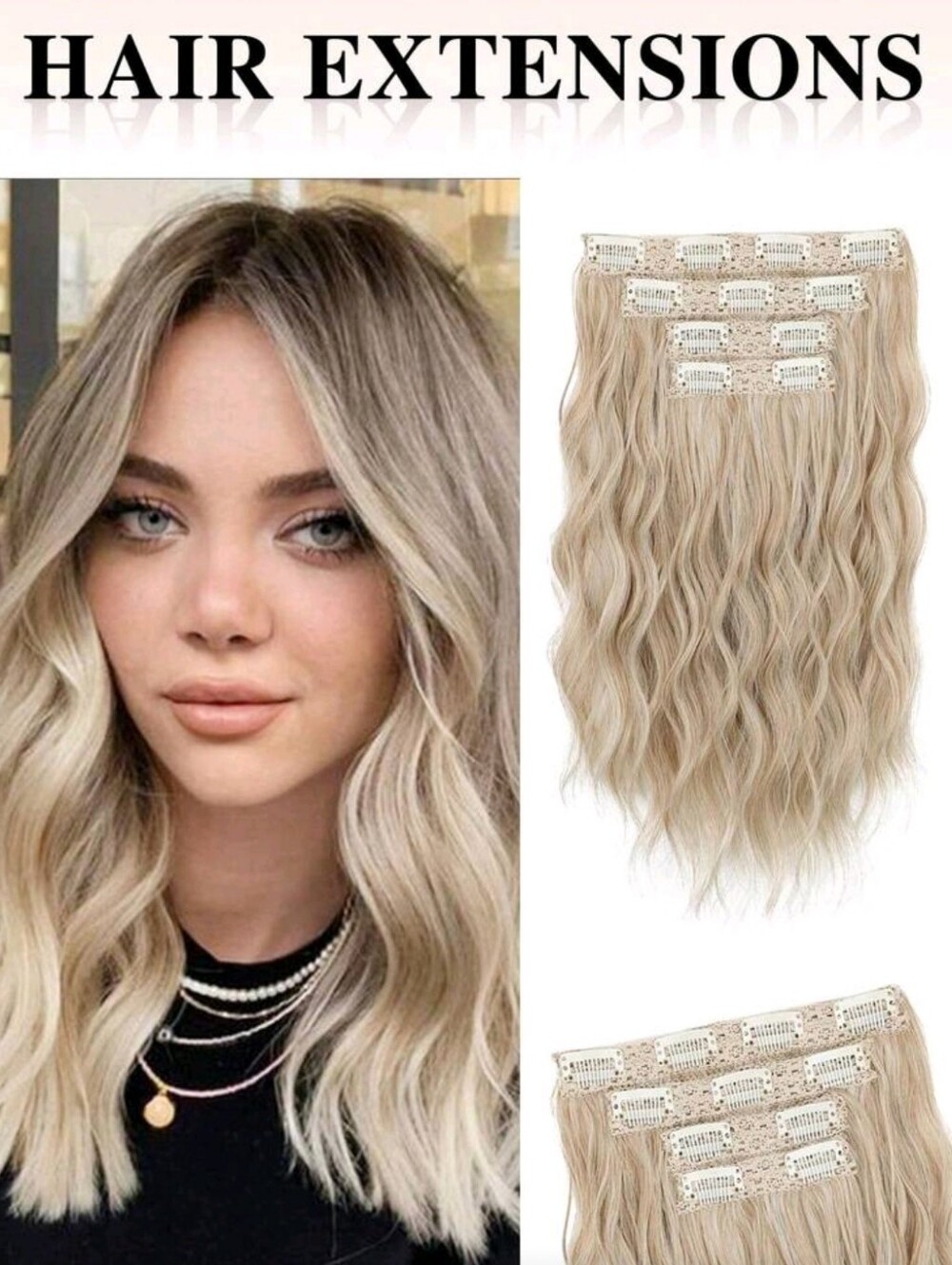 12 In Blonde Wavy Clip-In Hair Extensions